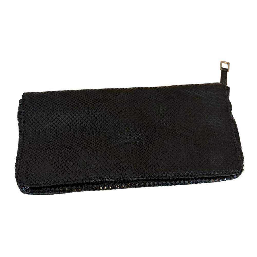 Latico Snakeskin Embossed Wallet Clutch OS Black Classic Edgy Chic Everyday